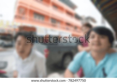blur background of people travel on market outdoor street food asia