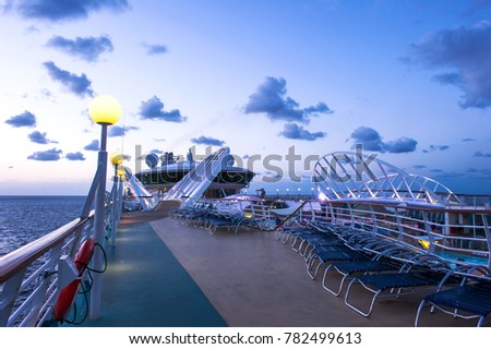 Beautiful Caribbean sea sunrise at cruiseship.