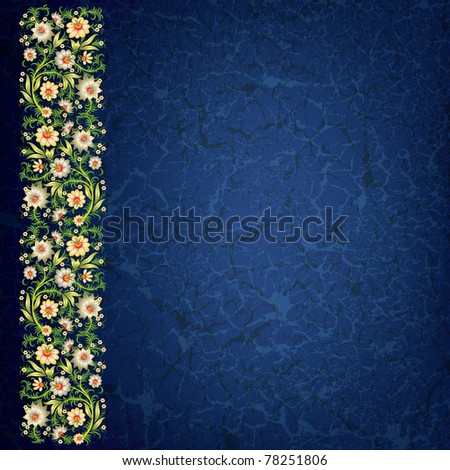abstract grunge floral ornament with white flowers Royalty-Free Stock Photo #78251806