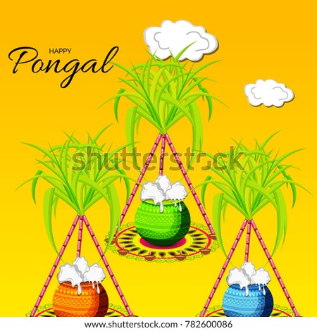 Vector illustration of a background for Happy Pongal religious traditional festival.