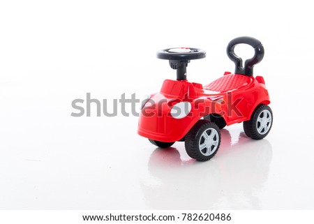 small size Toddler Red Car on isolated white background