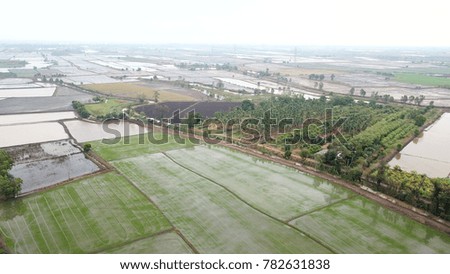 Aerial view of the countryside at Thailand,Aerial top view photo from flying drone background.