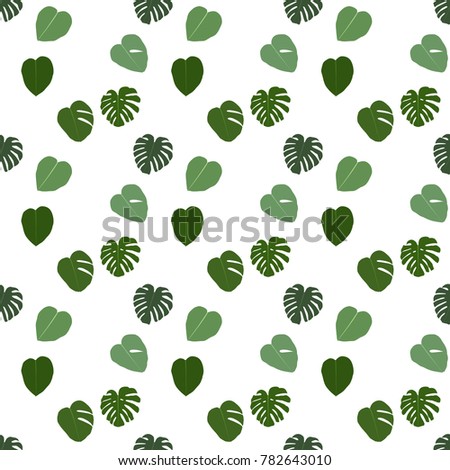Colorful naturalistic green leaves on branch. Seamless Pattern. Vector Illustration. EPS10