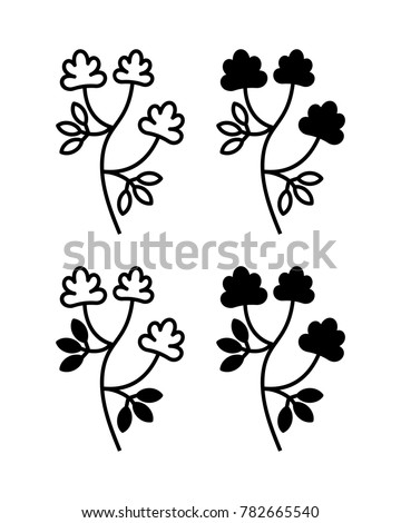 Alfalfa (Medicago sativa, lucerne). Vector illustration of alfalfa plant with flowers isolated on white background. Icon set. Royalty-Free Stock Photo #782665540