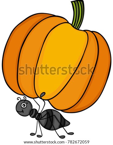 Ant carrying a pumpkin

