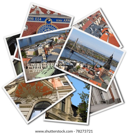 Postcards of Riga, Latvia, isolated on the white background