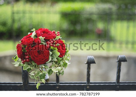 Red roses bridal bouquet