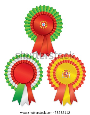 portugal,italy and spain rosette ribbon vector