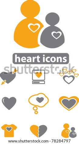 heart icons, signs, vector illustrations