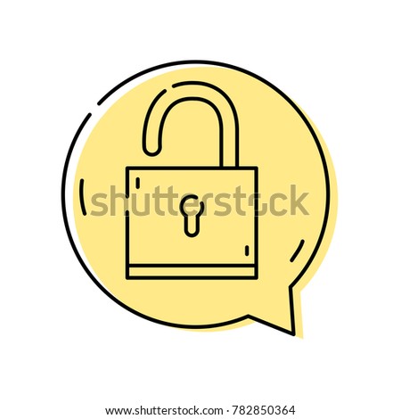 color padlock sign of security inside chat bubble
