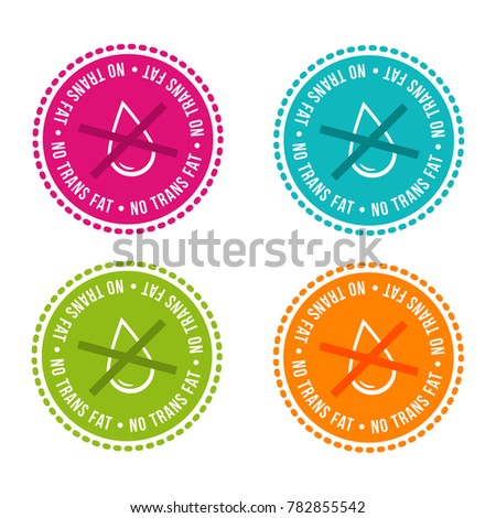 Set of Allergen free Badges. No trans fat. Vector hand drawn Signs. Can be used for packaging Design.