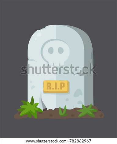 Icon tombstone with a skull. On the gravestone there is an inscription: R.I.P