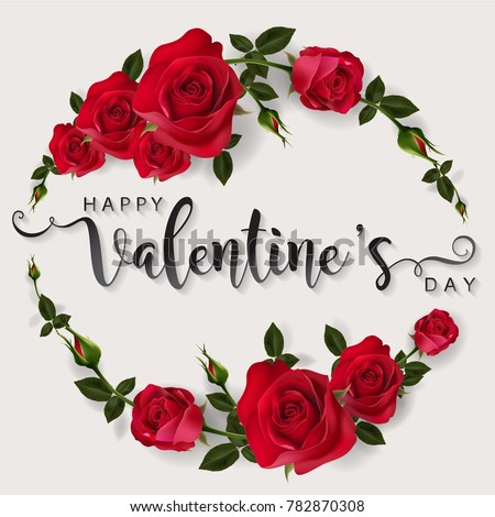 Valentine's day greeting card templates with realistic of beautiful rose and heart on background color. Vector Eps.10