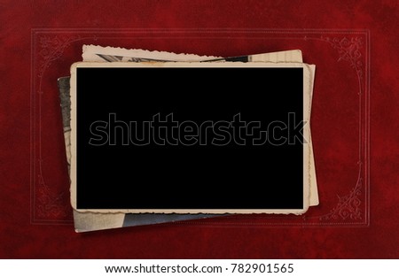 Blank old group photo on vintage red luxury album background