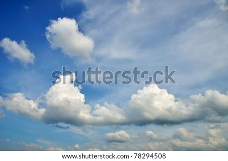 Wonderful clouds against blue sky, sunny spring day