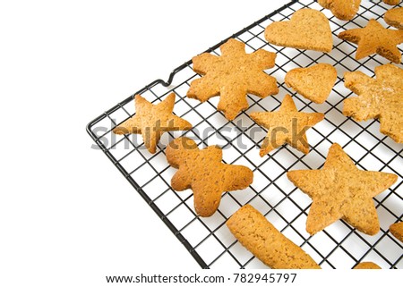 Christmas cookies on rack isolated