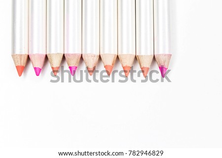 Different colors of lip liner on white background Royalty-Free Stock Photo #782946829
