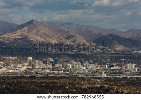 Salt Lake City with the Wasatch Range as a backdrop. 