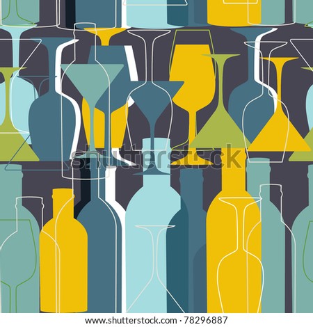 pattern with wine bottles and glasses . Jpeg version