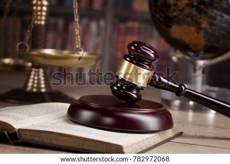 Judge`s gavel and law books.constitutional crisis Royalty-Free Stock Photo #782972068