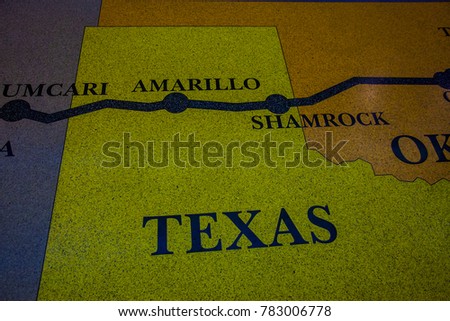 Historic route 66 map made from mosaic/ Mosaic floor with map design