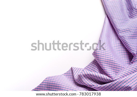 Blue and pink tartan or plaid  on white background