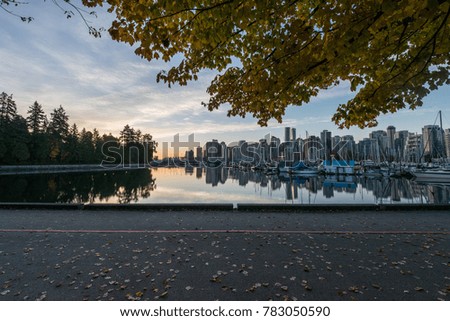 sunrise by stanley park vancouver canada
