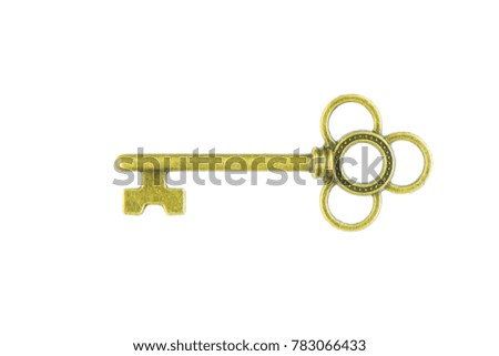 antique golden key isolated on white background