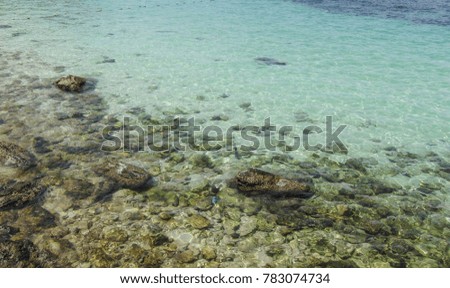 rock and sand beach with clear water at Koh Larn Pattaya