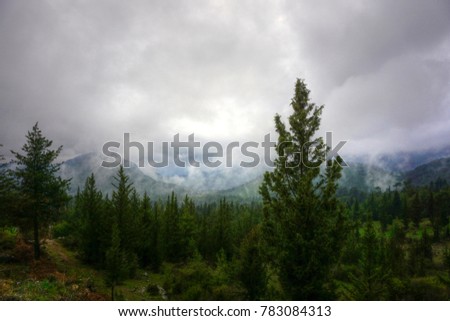 Tahtali Mountain on a rainy and a cloudy day