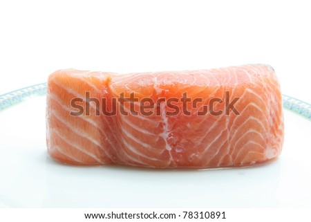 raw salmon fillet isolated on dish