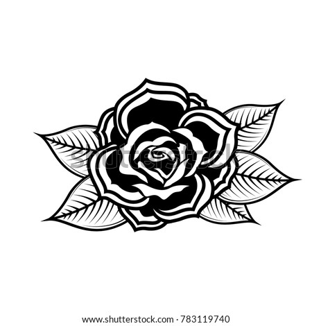 Rose illustration in tattoo style. Design element for oster, emblem, sign,t shirt. Vector illustration