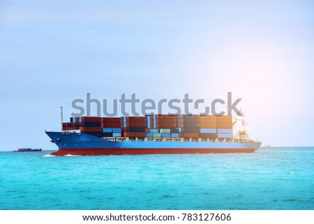 logistics and international shipping containers, cargo vessels in the ocean freight transportation.