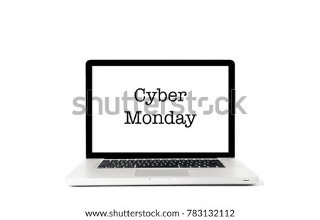  Cyber Monday type on blank screen. Conceptual image. 