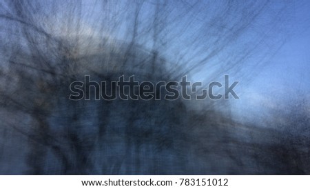 abstract winter parc and building facade