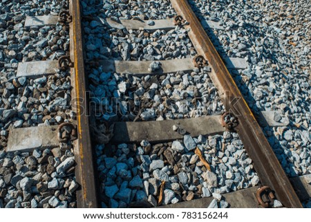 Railway railroad tracks for train public transport