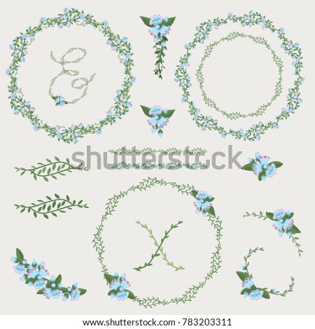 Bluebell Flower Wreath Leafy Elegant Decoration Design Wedding Set