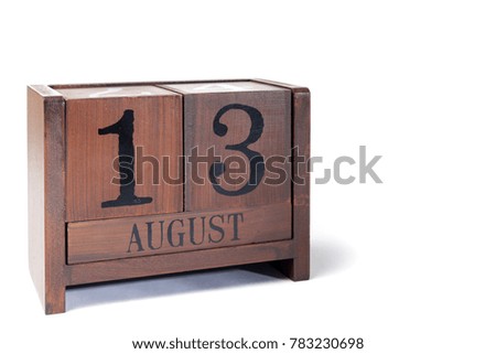 Wooden Perpetual Calendar set to August 13th
