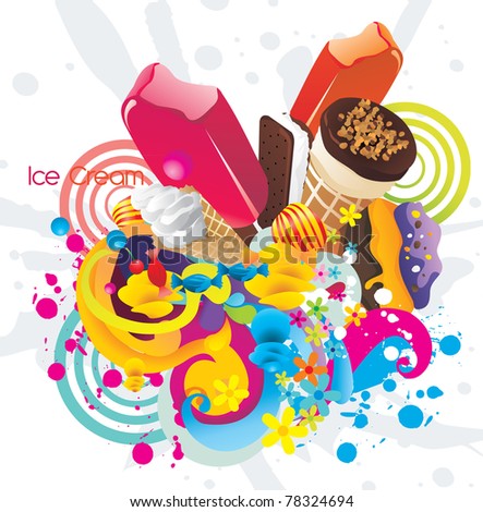 ice creams color vector design