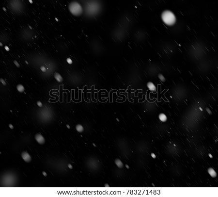 Falling snow on a black background