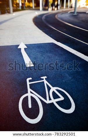 Bicycle sign on the road  in public road