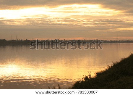 An image of a beautiful sunset at Mekong River