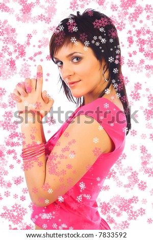christmas portrait of lovely  girl with snowflakes