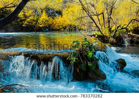 Cascades, waterfalls in Plitvice park, Croatia