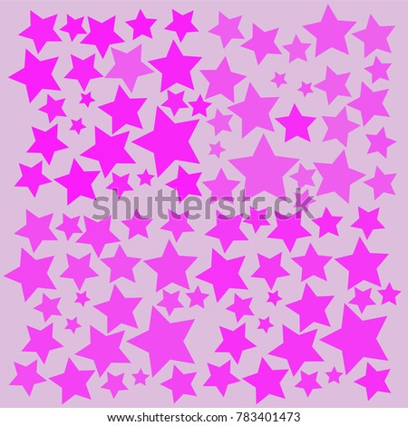 Many Pink Stars of Different Color Tone and Size on Light Pink Background