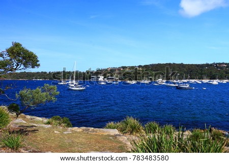 Beautiful balmoral beach, Sydney beaches. Beautiful blue sea water seen from sea shore in Sydney beaches. Sydney Tourism.