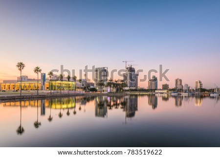 St. Petersburg, Florida, USA downtown city skyline on the bay.