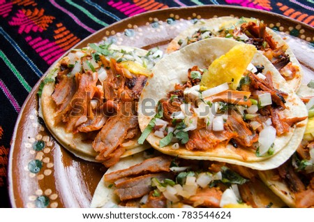 Traditional mexican tacos al pastor