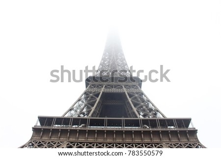 Foggy Eiffel Tower Horizontal Background