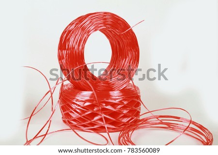 Plastic rope isolated in white background.